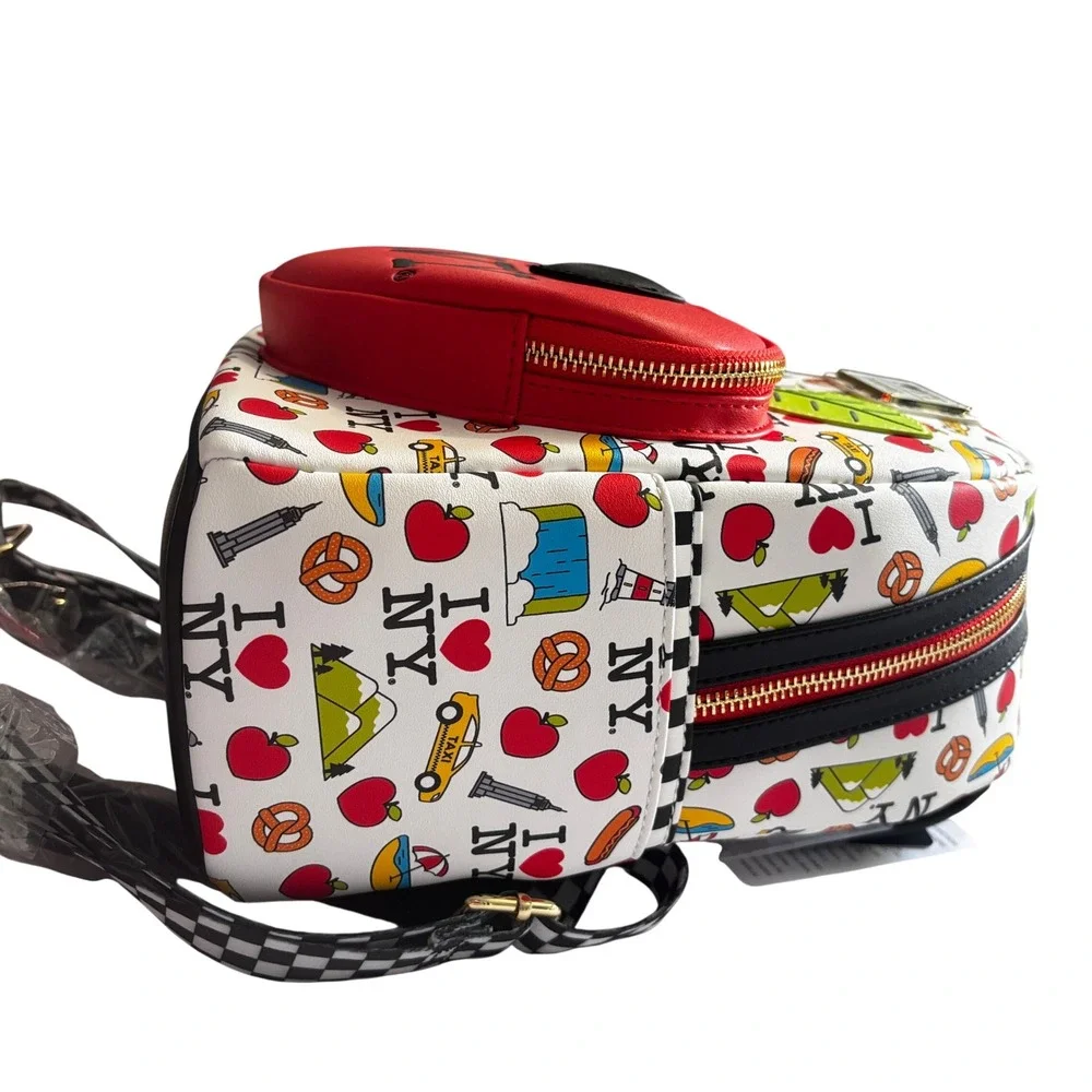 Loungefly I Heart NY Mini Backpack Big Apple Taxi AOP White Red ILNYBK0001 NEW
